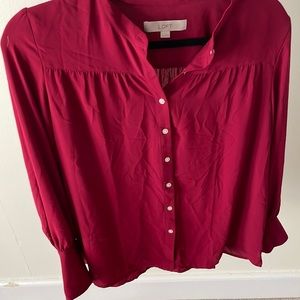 Deep Red Blouse LOFT — GREAT condition